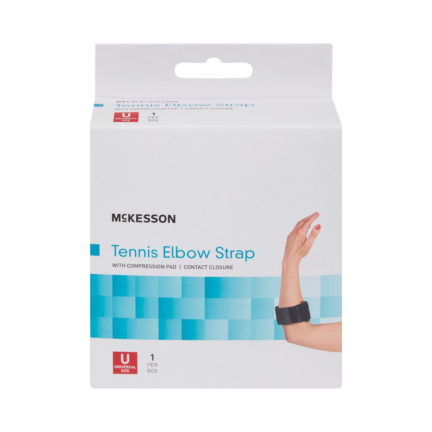 McKesson Elbow Support Strap One Size Fits Most Hook and Loop with D Ring Tennis / Golf Left or Right Elbow Up to 18 Inch Circumference Black (1159089_EA)