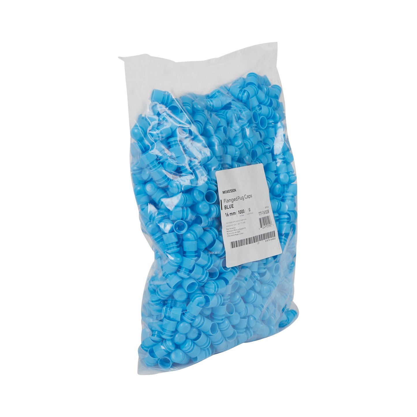McKesson Tube Closure Polyethylene Flanged Plug Cap Blue 16 mm For Use with 16 mm Blood Drawing Tubes, Glass Test Tubes, Plastic Culture Tubes NonSterile (1175407_CS)
