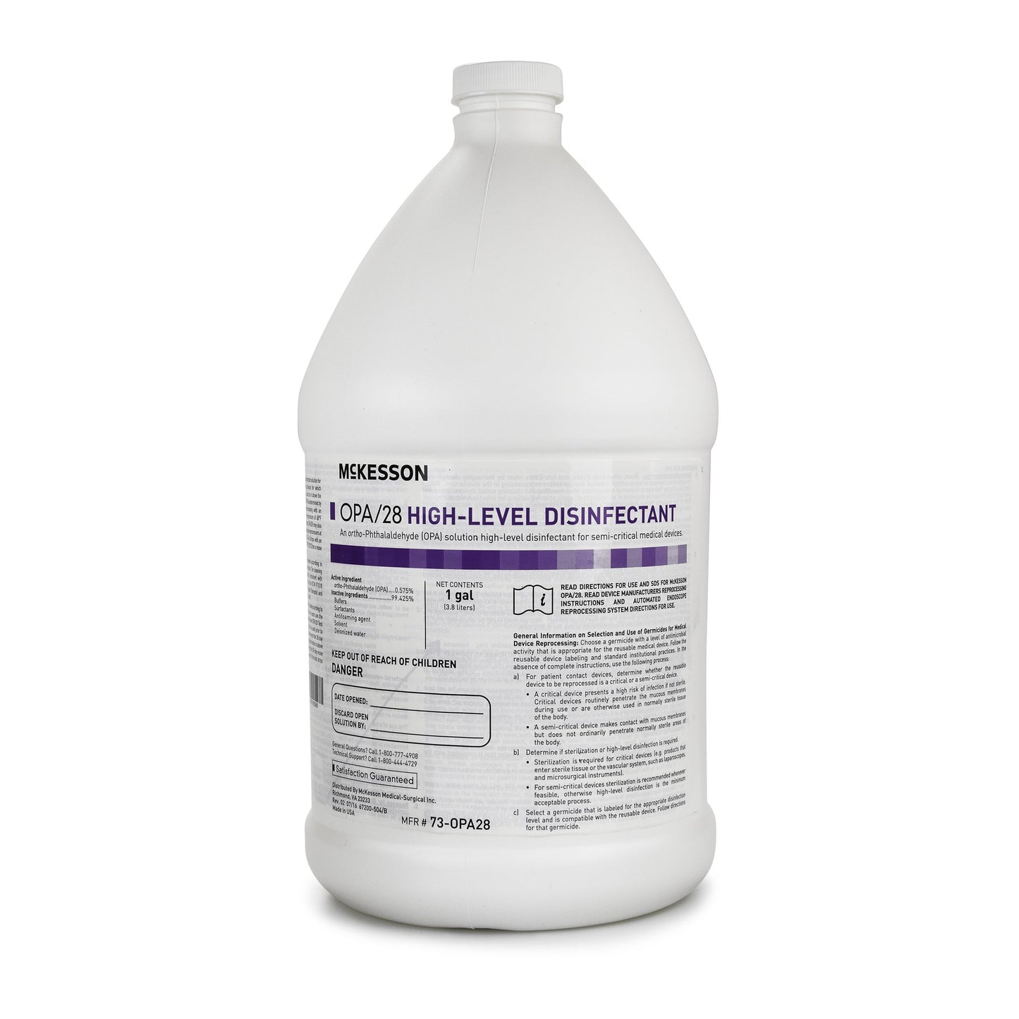 McKesson OPA/28 OPA High-Level Disinfectant RTU Liquid 1 gal. Jug Reusable (852217_CS)