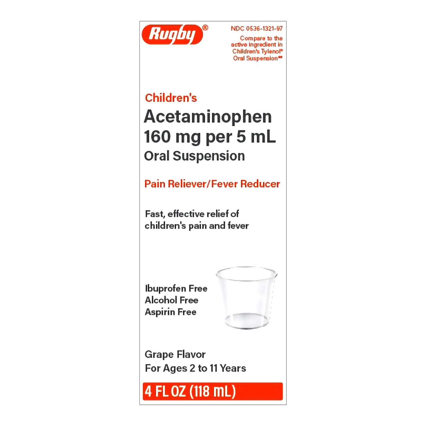 Major Pharmaceuticals Children's Pain Relief 160 mg / 5 mL Strength Acetaminophen Oral Suspension 4 oz. (1218029_EA)