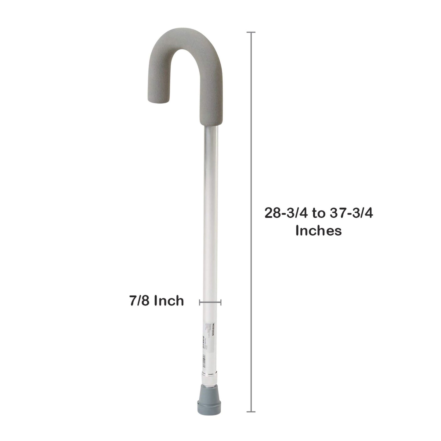 McKesson Round Handle Cane Aluminum 28-3/4 to 37-3/4 Inch Height Silver (1103359_EA)