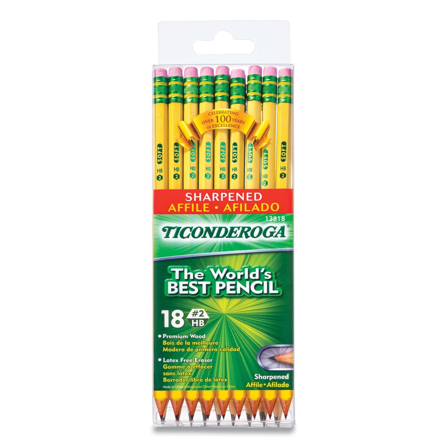 Dixon Pre-Sharpened Pencil, HB (#2), Black Lead, Yellow Barrel, 18/Pack (DIX13818)
