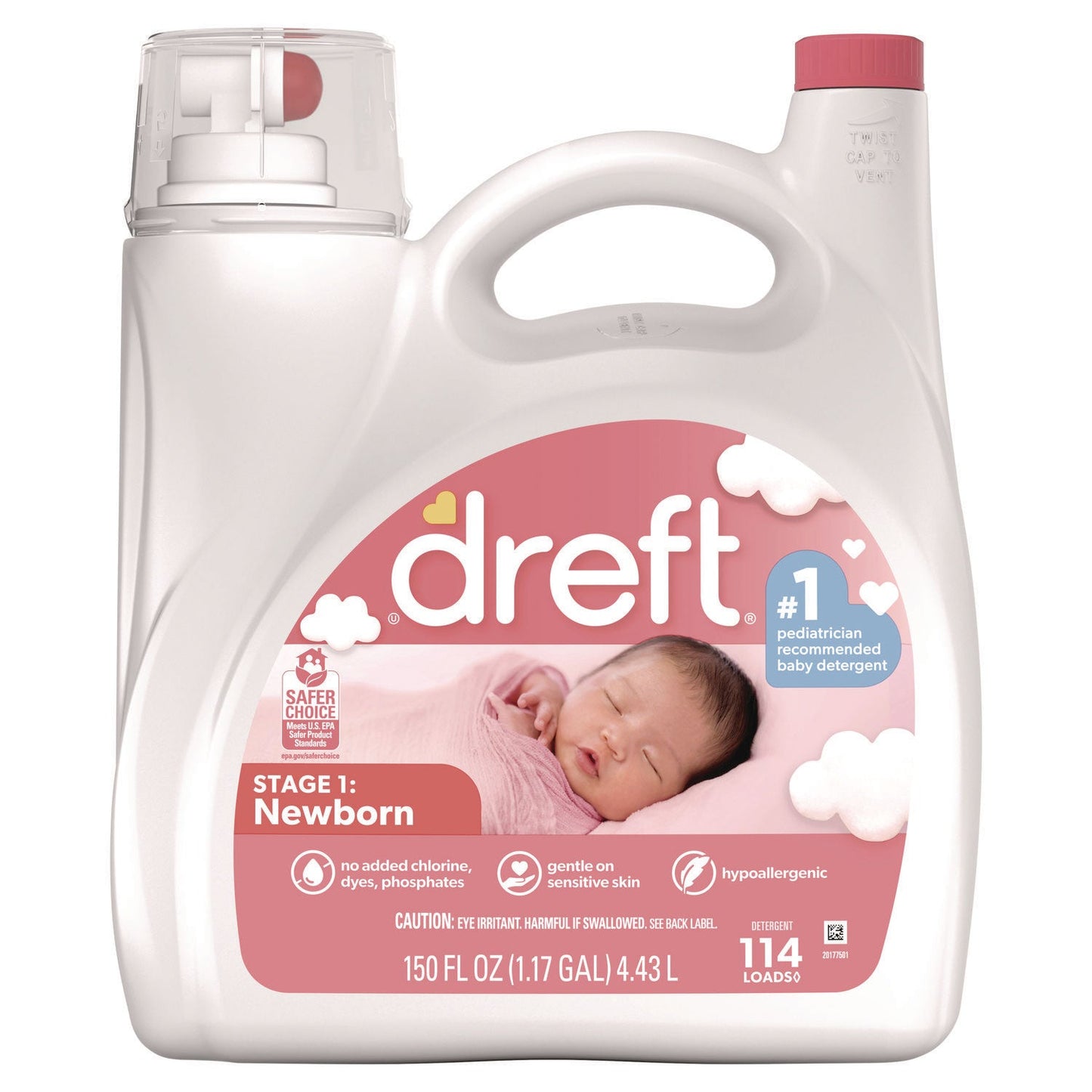 Dreft Ultra Laundry Detergent, Baby Powder Scent, 150 oz Bottle, 4/Carton (PGC12128)