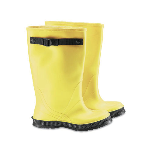 Dunlop® Protective Footwear 17 in Rubber Slicker Overboots, Plain Toe, Men's 16, Flex-O-Thane/PVC, Yellow/Black (868-880500016)