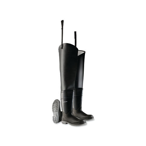 Dunlop® Protective Footwear Hip Waders, Steel Toe, Men's 12, 32 in Inseam, Polyblend/PVC, Black (868-860560012)