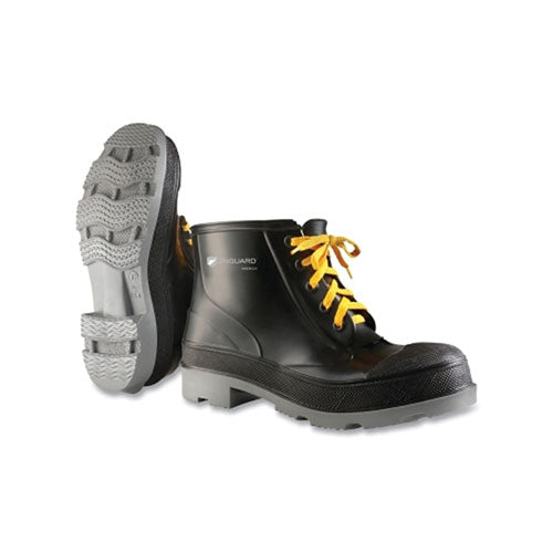Dunlop® Protective Footwear PolyGoliath Rubber Ankle Boots, Steel Toe, Men's 10, 6 in Lace-Up Boot, Polyurethane/PVC, Black/Gray (868-861040010)