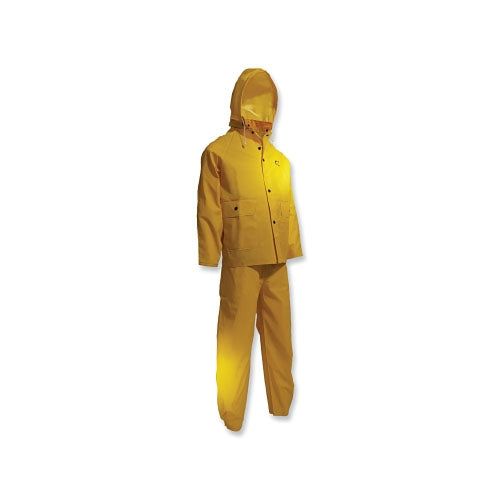Dunlop® Protective Footwear Sitex 3-Pc Rain Suit with Detachable Hood Jacket/Bib Overalls, 0.35 mm Thick, Polyester/PVC, Yellow, X-Large (868-7651500XL)
