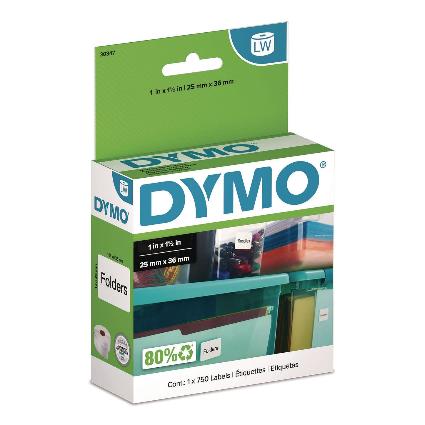 DYMO LW Multipurpose Labels, 1" x 1.5", White, 750 Labels/Roll (DYM30347)