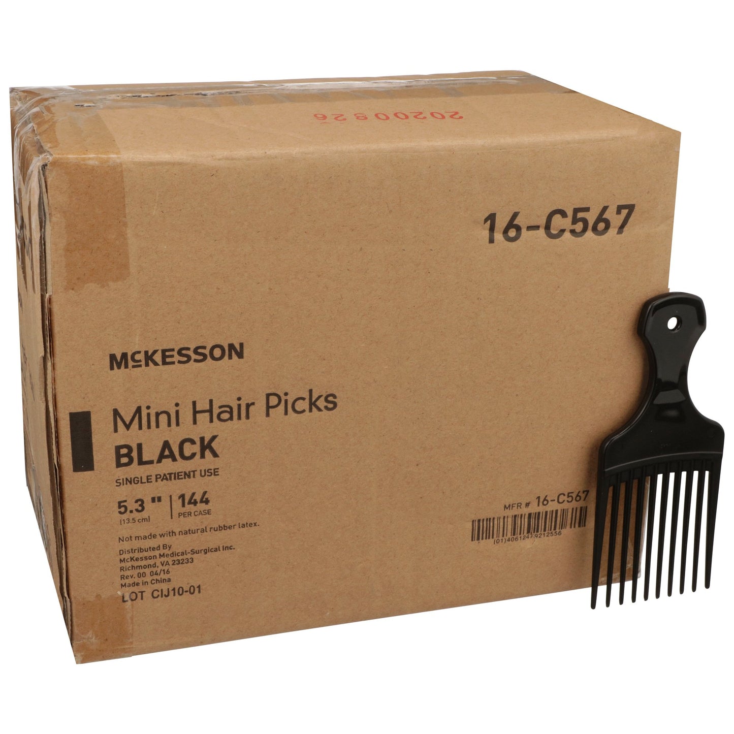 McKesson Mini Hair Pick 5.3 Inch Black Polypropylene (906053_EA)