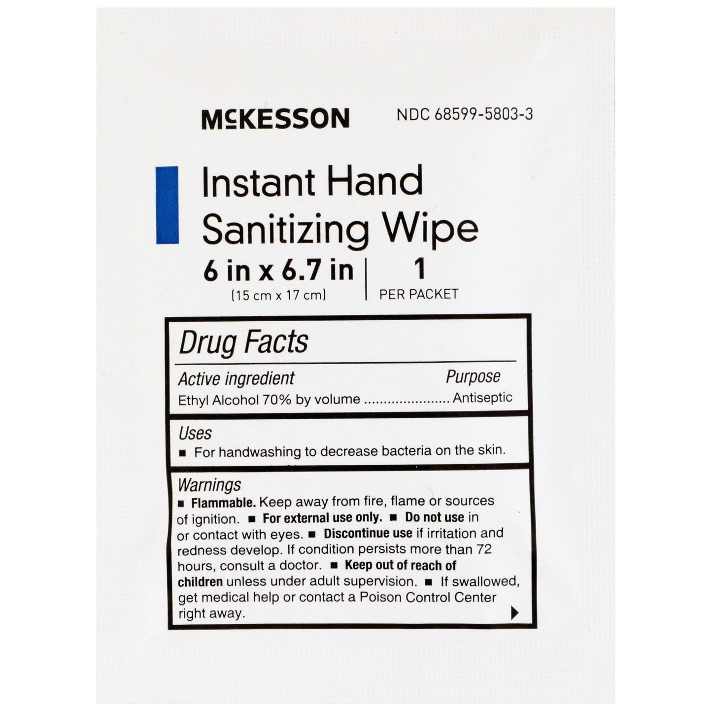 McKesson Hand Sanitizing Wipe 100 Count Ethyl Alcohol Wipe Individual Packet (1055597_CS)