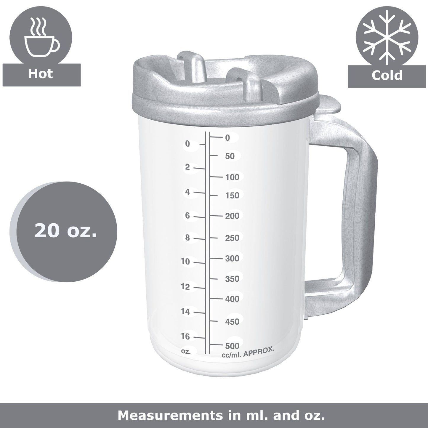 Whirley-DrinkWorks!™ Insulated Drinking Mug 20 oz. Clear Cup / Granite Lid Plastic Reusable (570986_EA)
