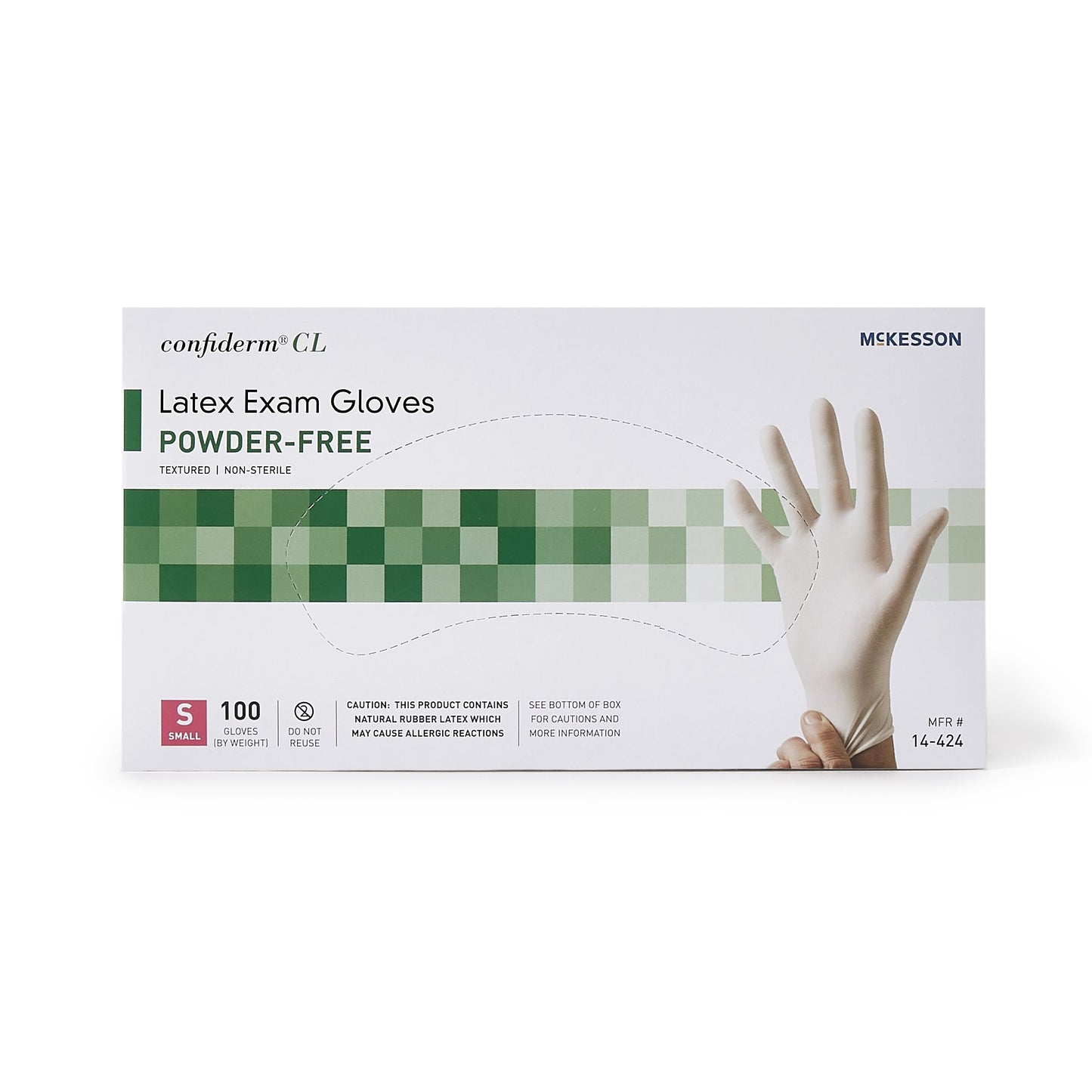 McKesson Confiderm® Exam Glove Small NonSterile Latex Standard Cuff Length Textured Fingertips Ivory Not Rated (921592_CS)