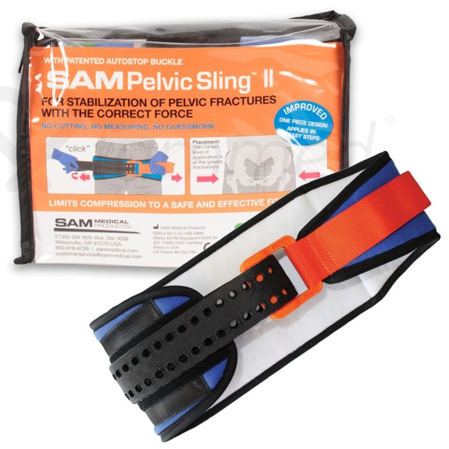 SAM Pelvic Sling™ II Emergency Pelvic Binder Standard Buckle / Hook and Loop Strap Closure Pelvis (666319_EA)