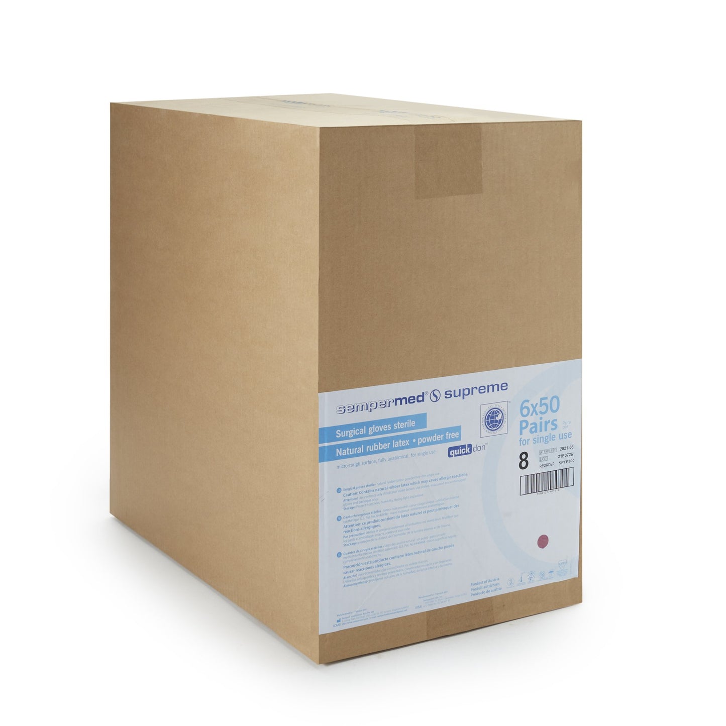 Sempermed® Supreme Surgical Glove Size 8 Sterile Latex Standard Cuff Length Fully Textured Ivory Not Chemo Approved (554115_BX)