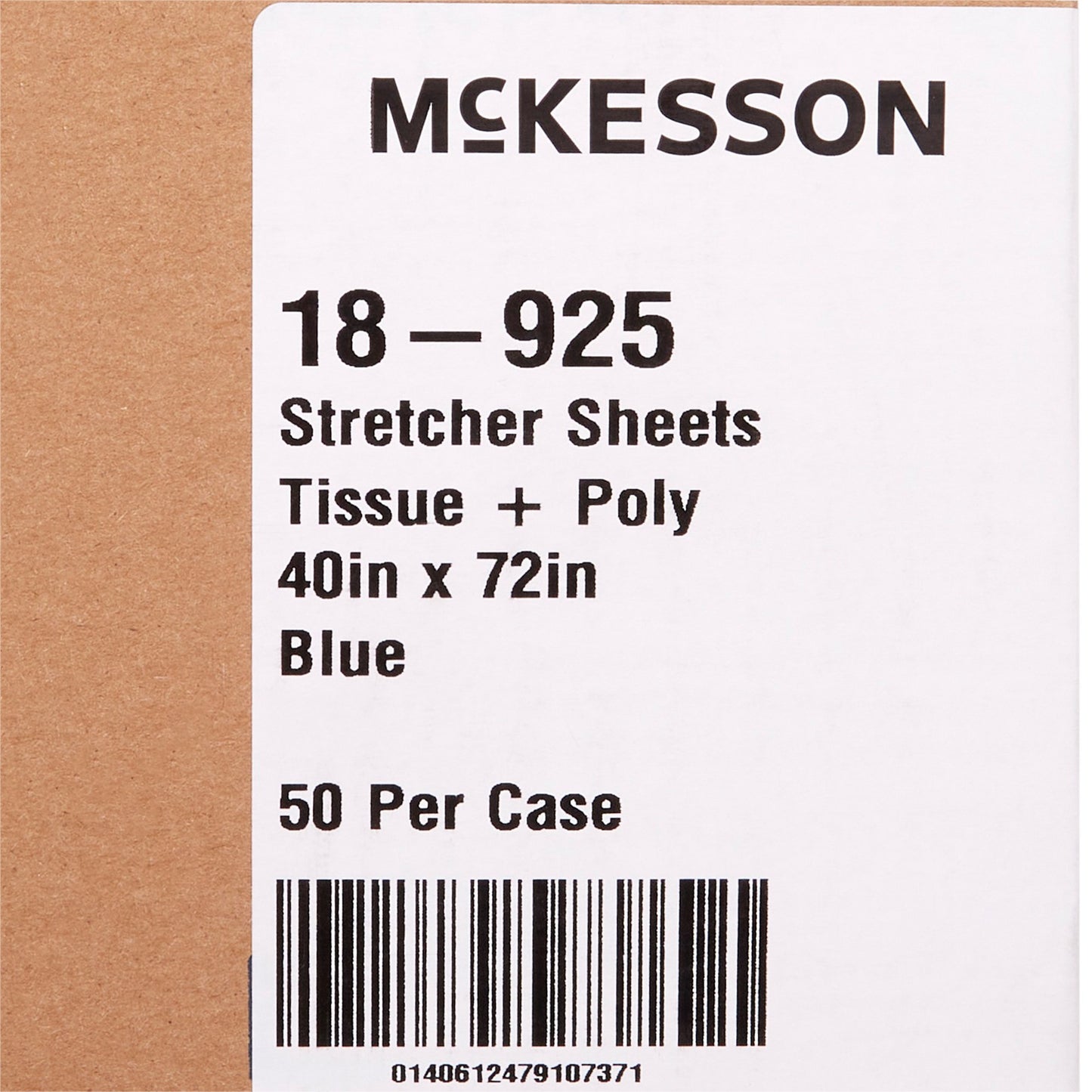 McKesson Stretcher Sheet Flat 40 W X 72 L Inch Blue 50% Cellulose Tissue / 50% Polyethylene Film Disposable (278382_CS)