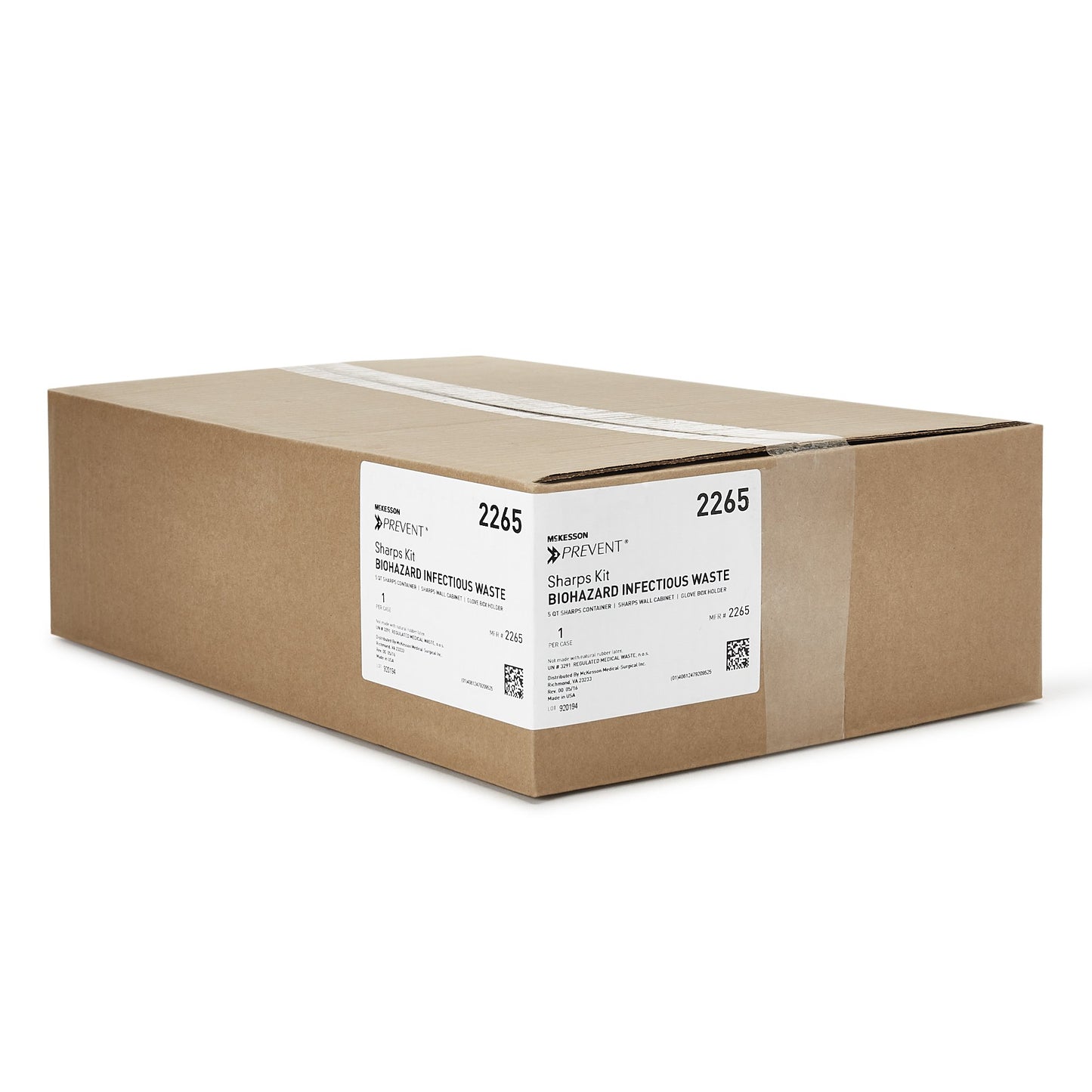 McKesson Prevent® Sharps Container Cabinet / Wall Enclosure with Glove Box Polypropylene Wall Mount Locking (855131_EA)