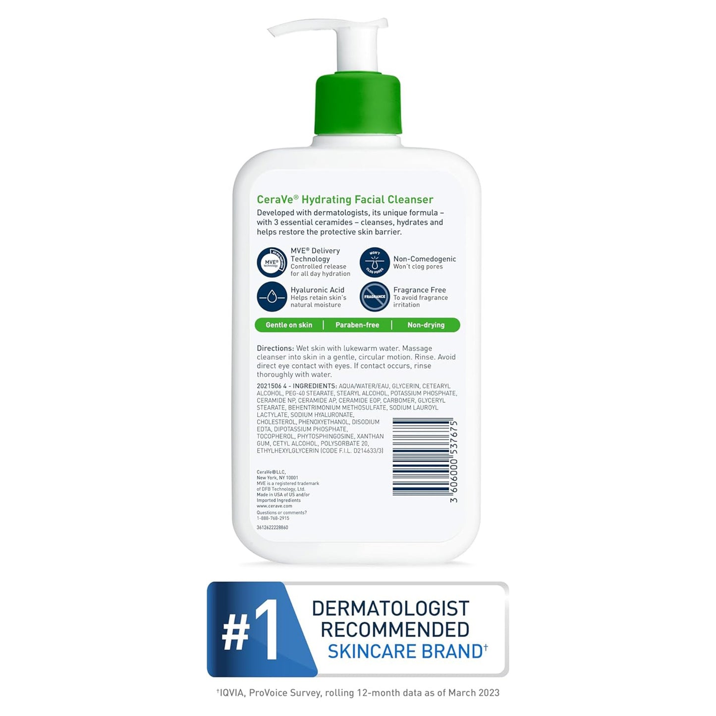 CeraVe® Foaming Facial Cleanser Foaming 16 oz. Pump Bottle Unscented (1253463_EA)