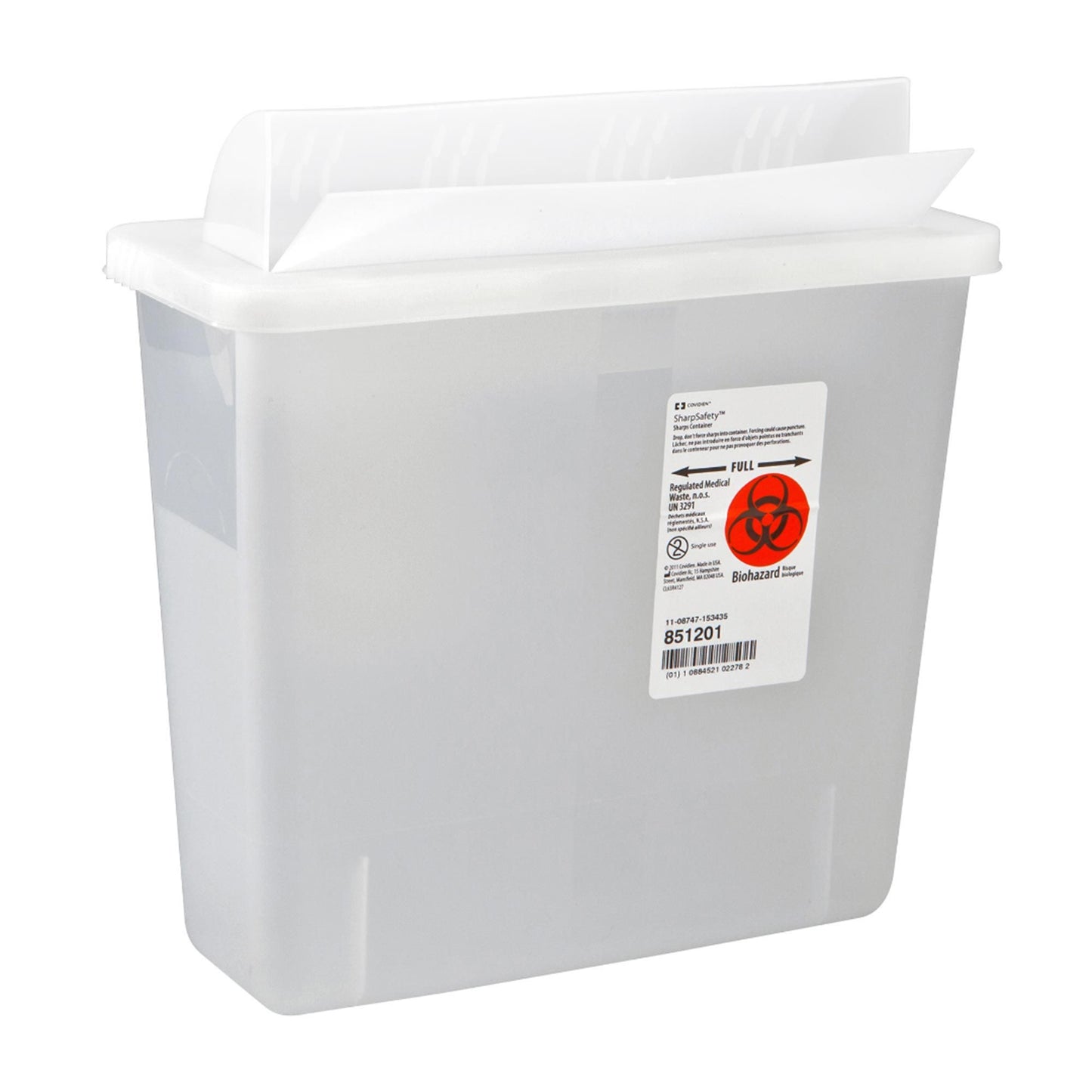 In-Room™ Sharps Container Translucent Base 11 H X 10-3/4 W X 4-3/4 D Inch Horizontal Entry 1.25 Gallon (170410_EA)
