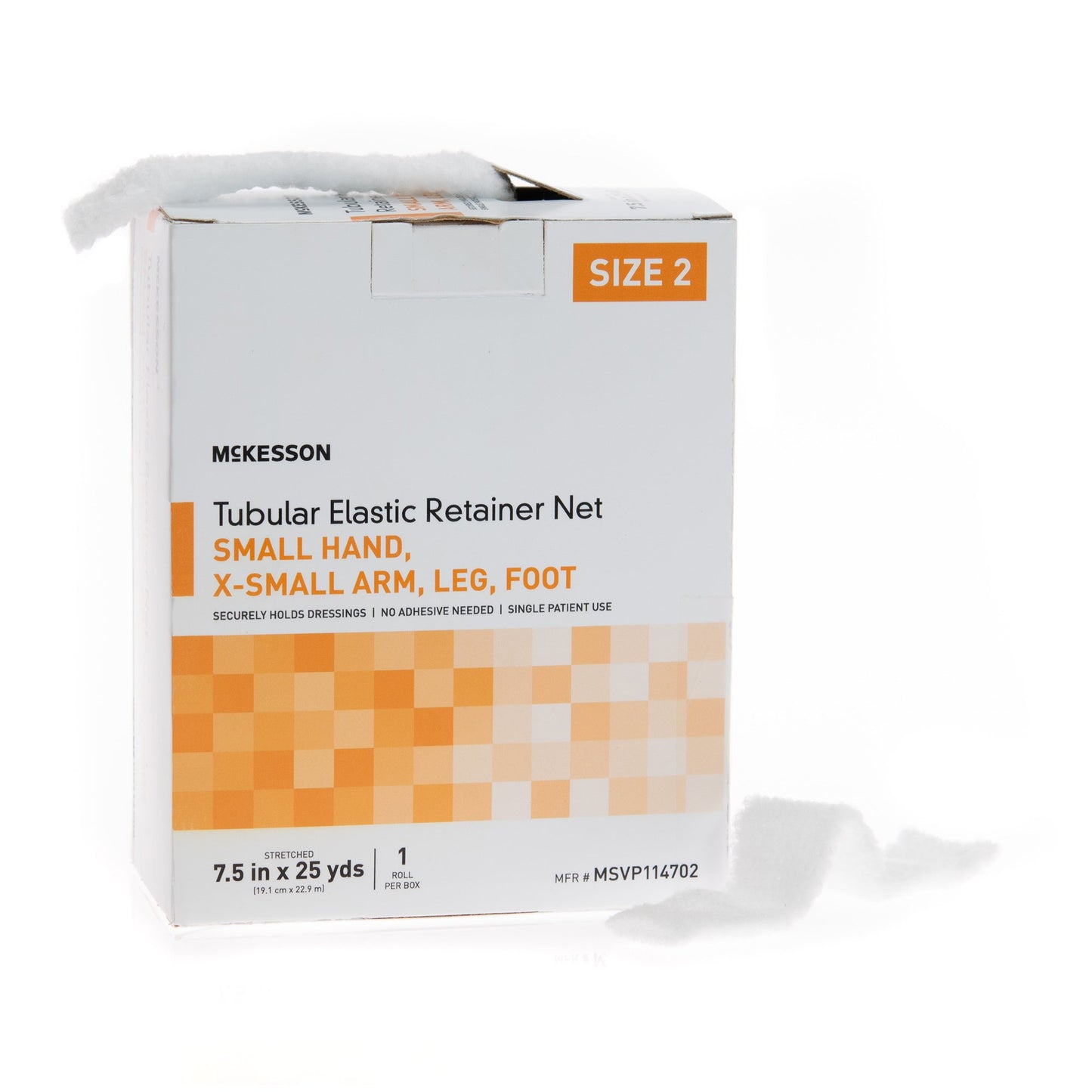 McKesson Elastic Net Retainer Dressing Tubular Elastic 7-1/2 Inch X 25 Yard (19.1 cm X 22.9 m) Size 2 White Small Hand / X-Small Arm / Leg / Foot NonSterile (1113346_CS)