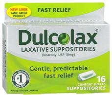 Dulcolax® Laxative Suppository 16 per Box 10 mg Strength Bisacodyl USP (650326_CT)