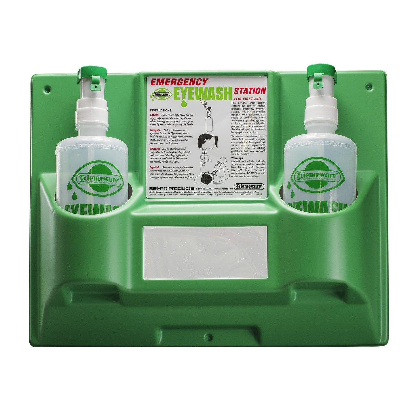 Bel-Art Products Eyewash Station Wall Mount Dual 32 oz. Empty Bottles (243921_EA)