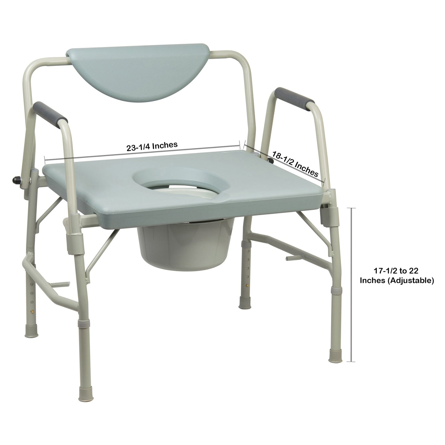 McKesson Commode Chair Drop Arms Steel Frame Padded Backrest 23-1/4 Inch Seat Width 1000 lbs. Weight Capacity (1065226_EA)