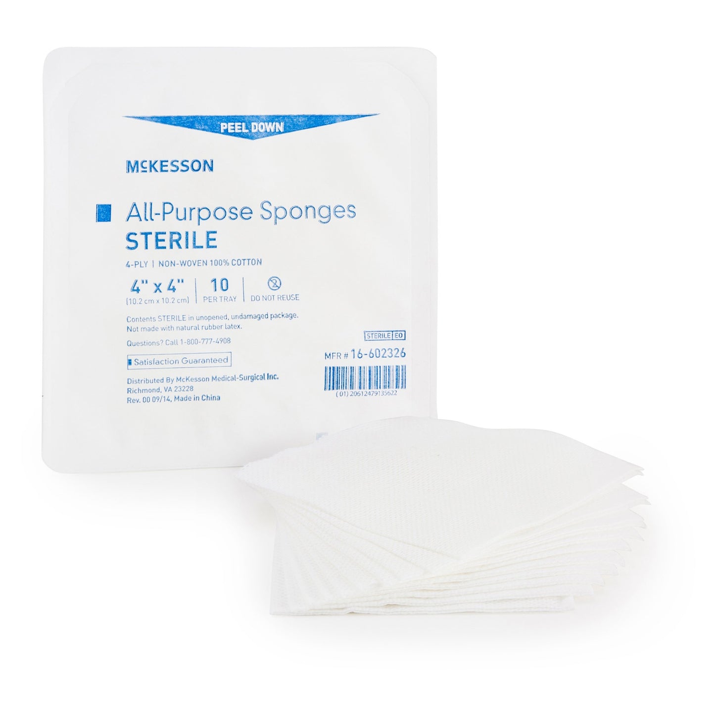 McKesson Nonwoven Sponge 4 X 4 Inch 4-Ply Sterile 10 per Tray (481055_TR)