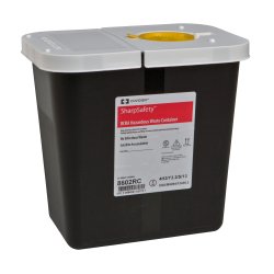 SharpSafety™ RCRA Waste Container Black Base 10 H X 10-1/2 W X 7-1/4 D Inch Horizontal Entry 2 Gallon (530476_CS)
