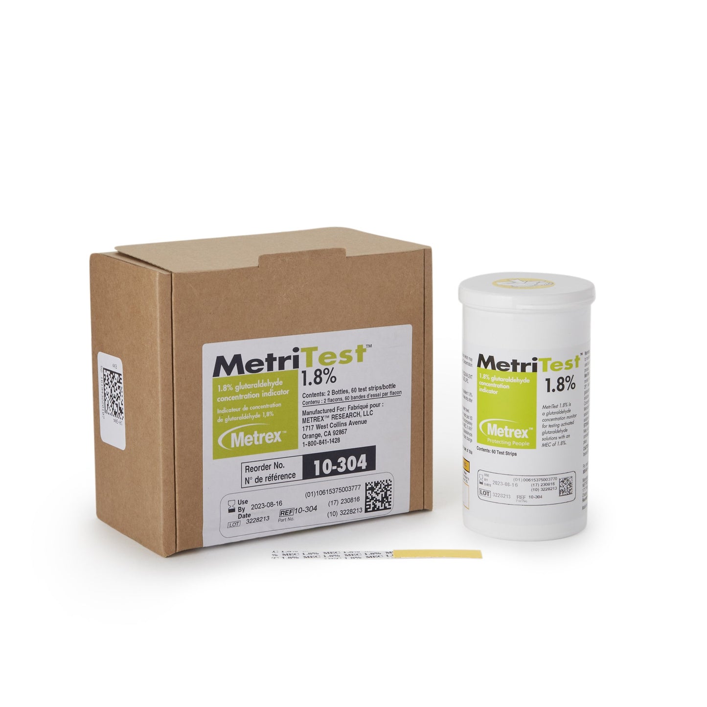 MetriTest™ 1.8% Glutaraldehyde Concentration Indicator Pad 60 Test Strips Bottle Single Use (459974_BT)