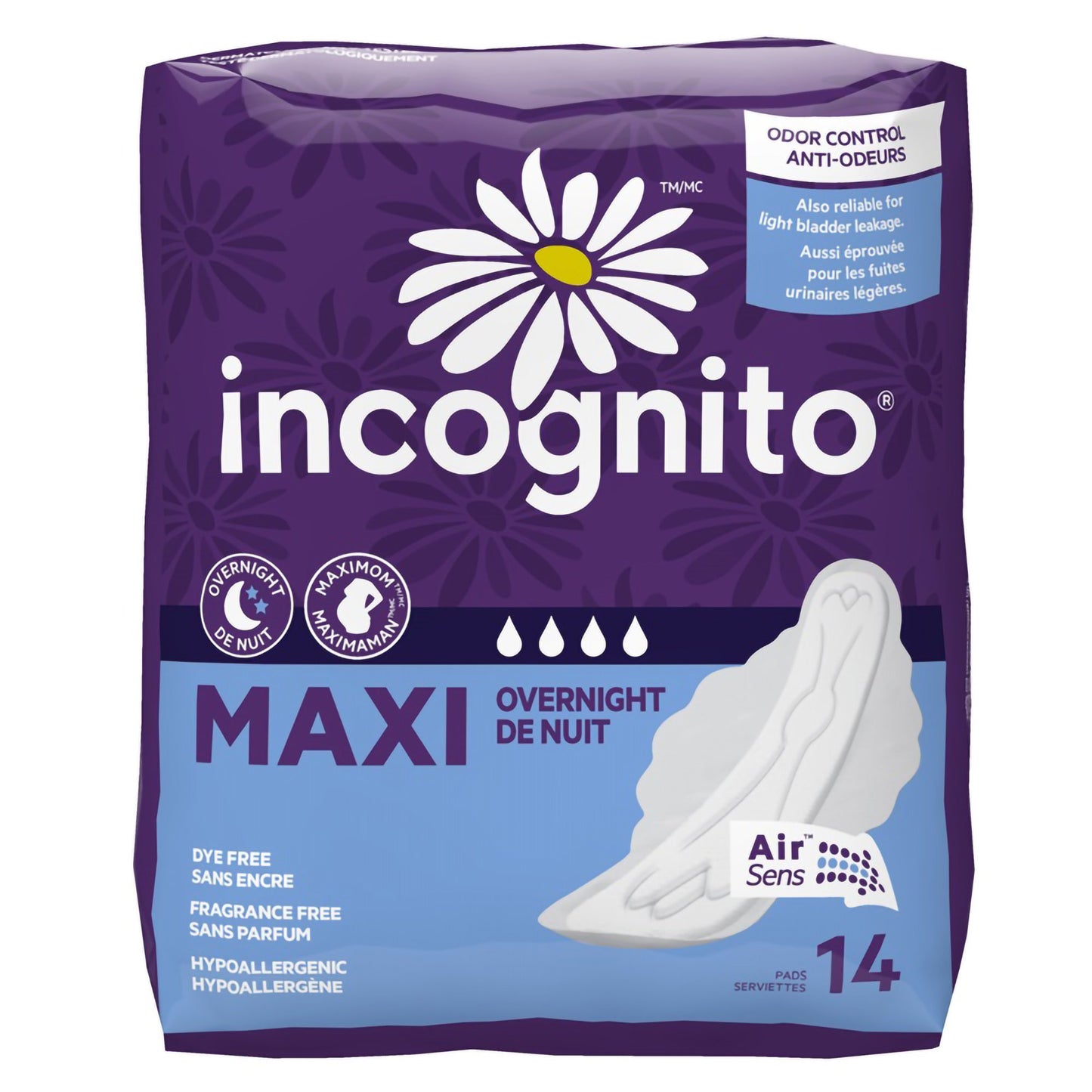Incognito® Feminine Pad Maxi with Wings / Overnight Heavy Absorbency (1254791_CS)