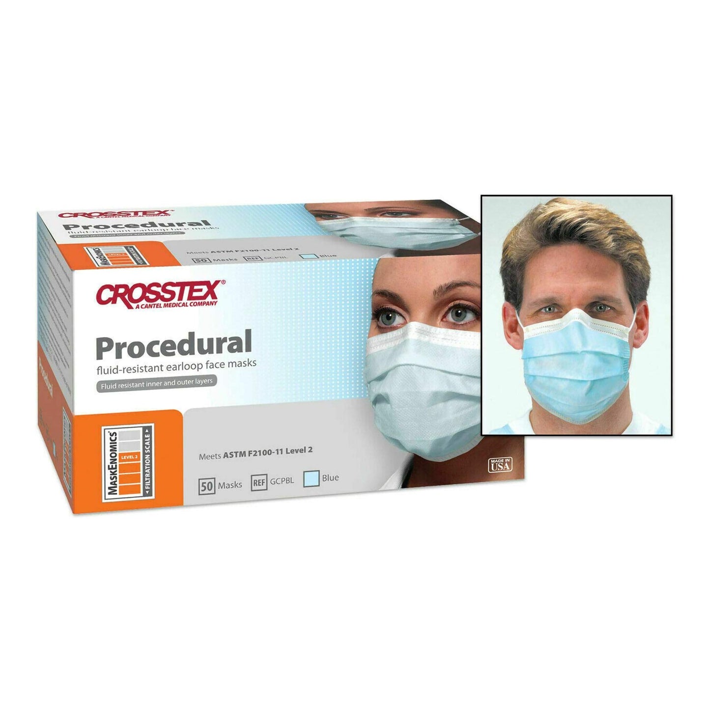 SPS Medical Supply Procedure Mask ASTM Level 2 earloops One Size Fits Most (976622_BX)