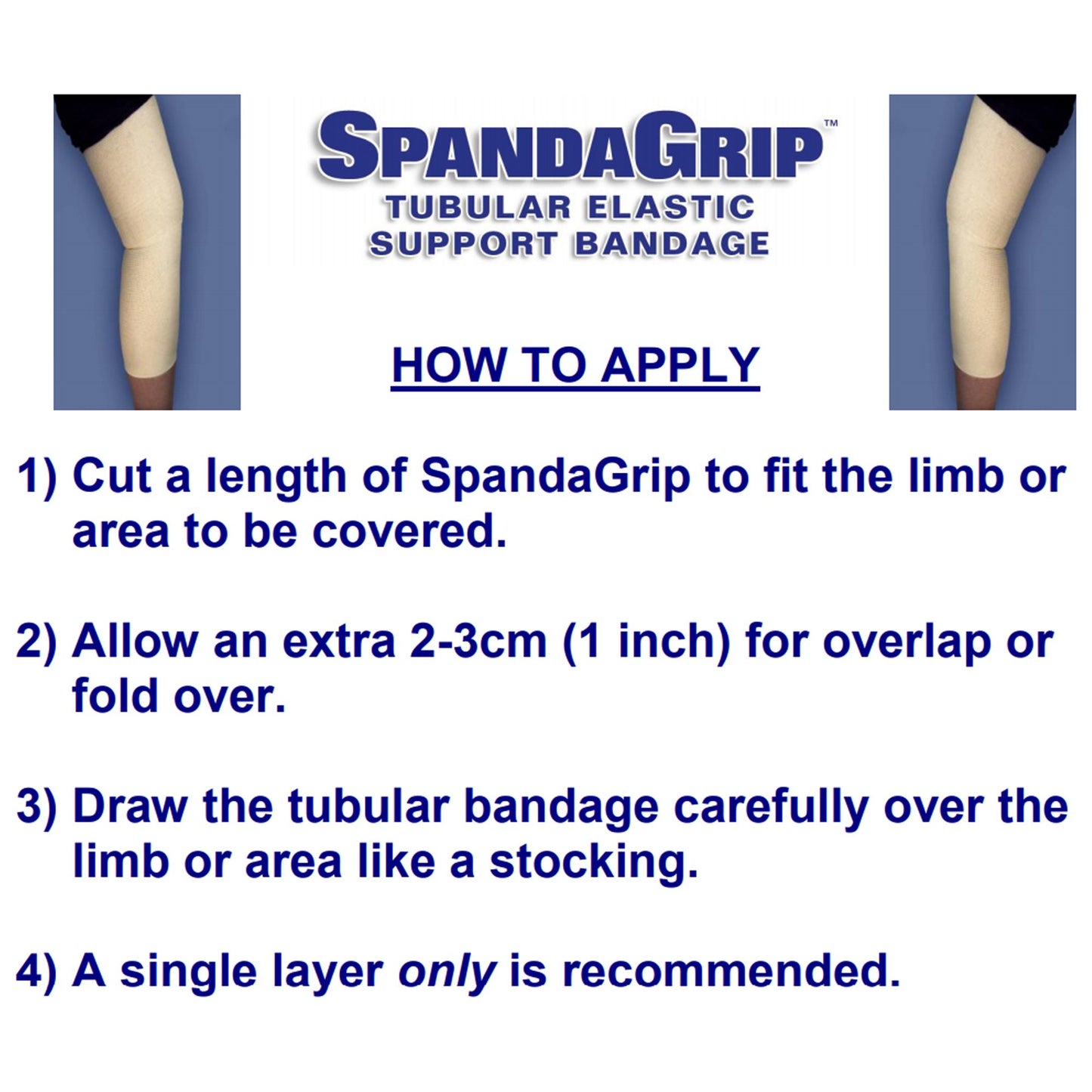 SpandaGrip™ Elastic Tubular Support Bandage 4 Inch X 11 Yard Large Knee / Medium Thigh Pull On Natural NonSterile Size F Standard Compression (817433_BX)