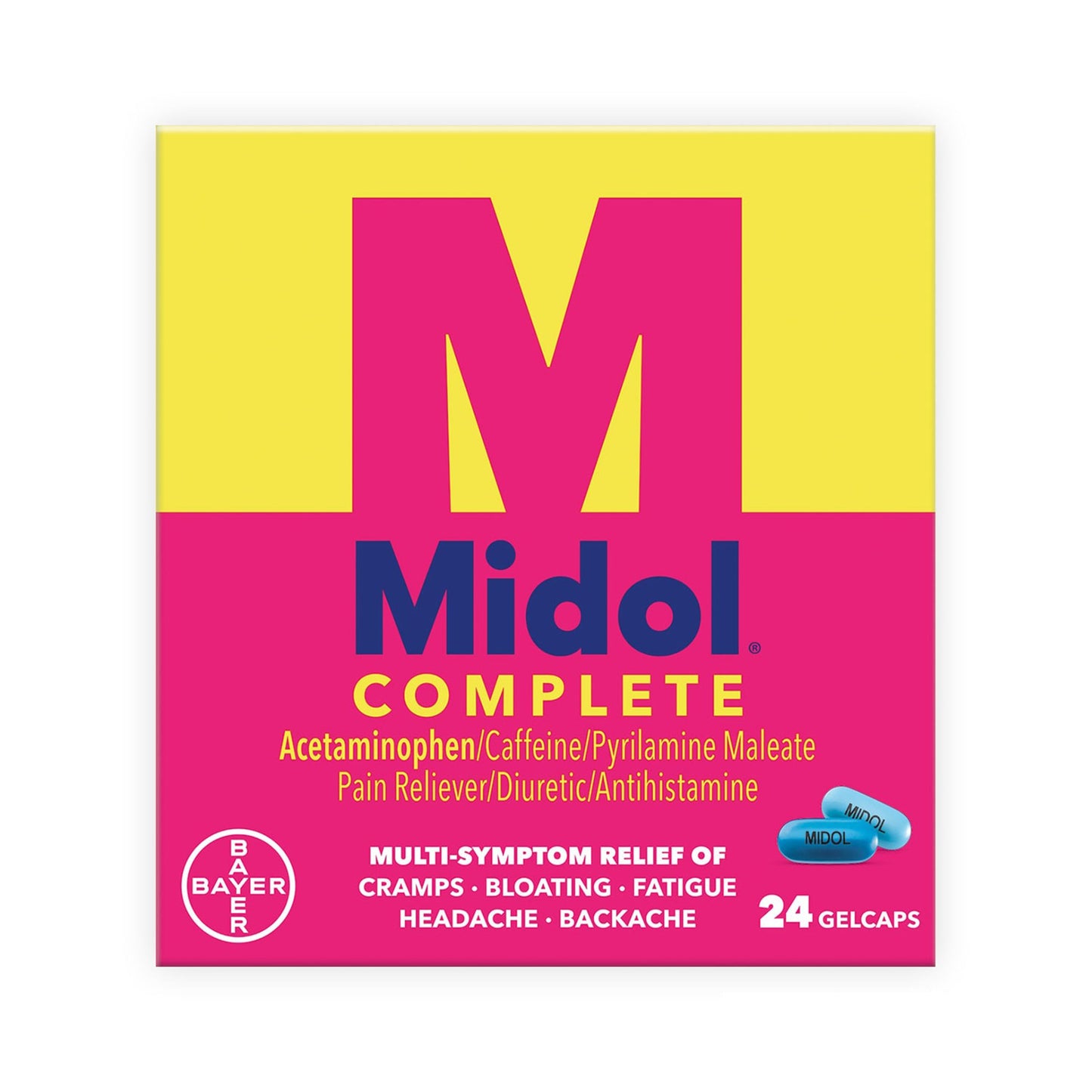 Midol® Complete Cramp Relief 500 mg - 60 mg - 15 mg Strength Acetaminophen / Caffeine / Pyrilamine Maleate Gelcap 24 per Box (554206_BX)