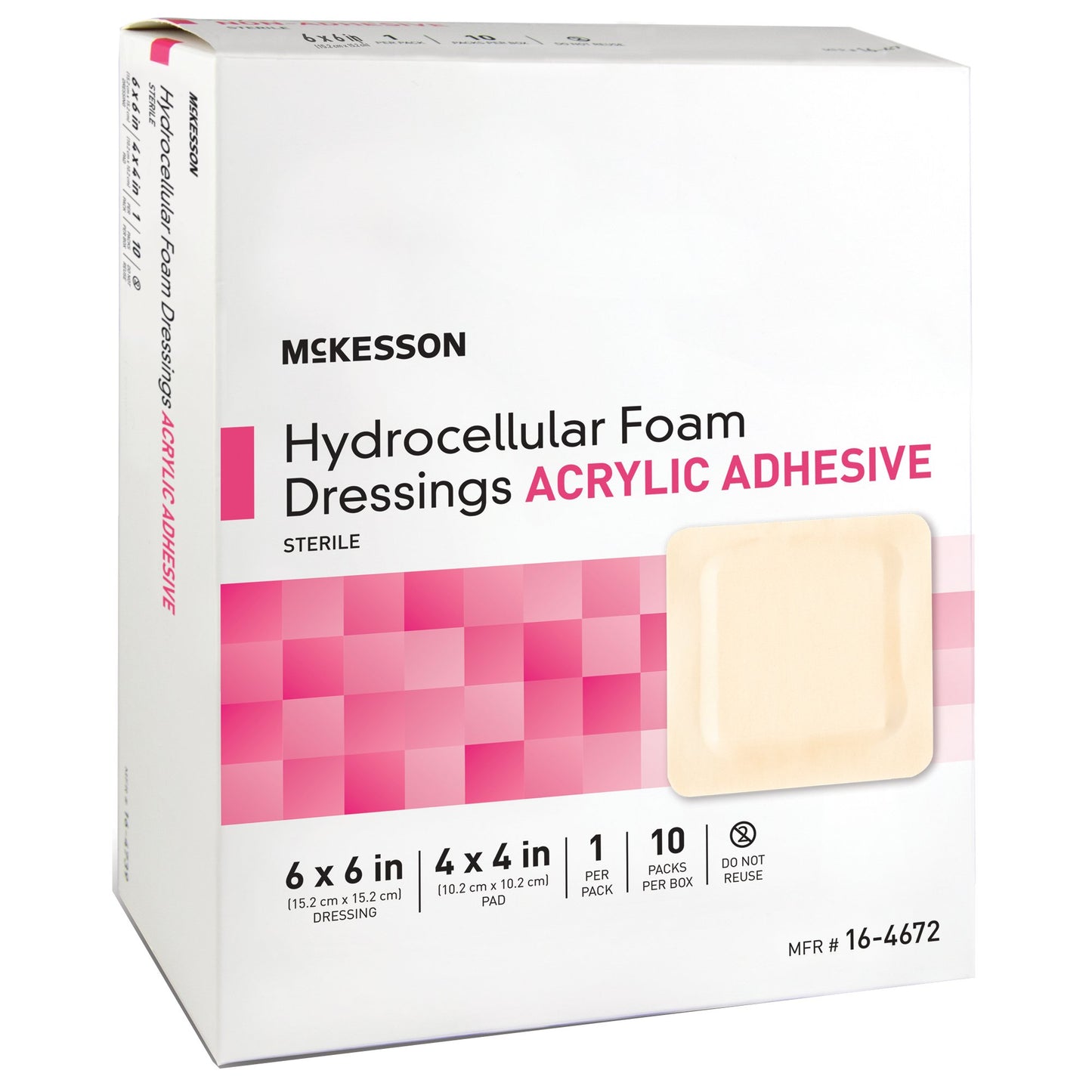 McKesson Foam Dressing 6 X 6 Inch With Border Film Backing Acrylic Adhesive Square Sterile (1138299_CS)