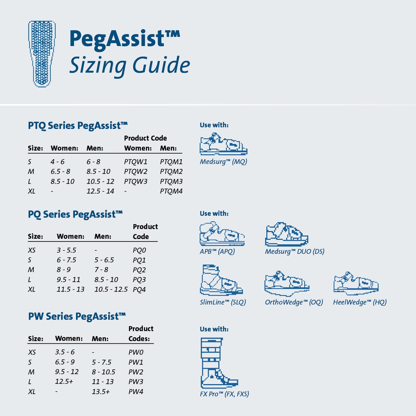 Peg Assist™ Insole Removable Pegs EVA / Foam / Poron Cover Male 12-1/2 to 14 Blue (683940_EA)