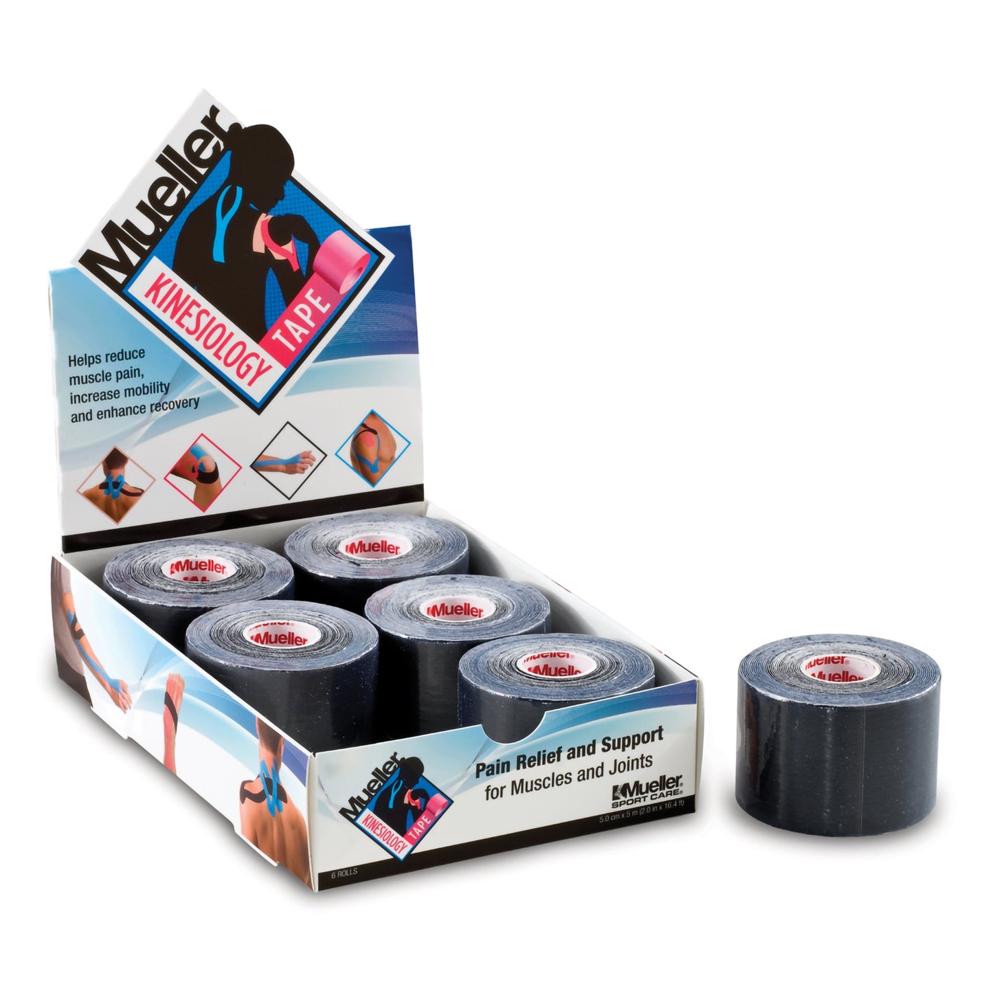 Mueller® Kinesiology Tape Black 2 Inch X 5 Yard Cotton NonSterile (806784_EA)