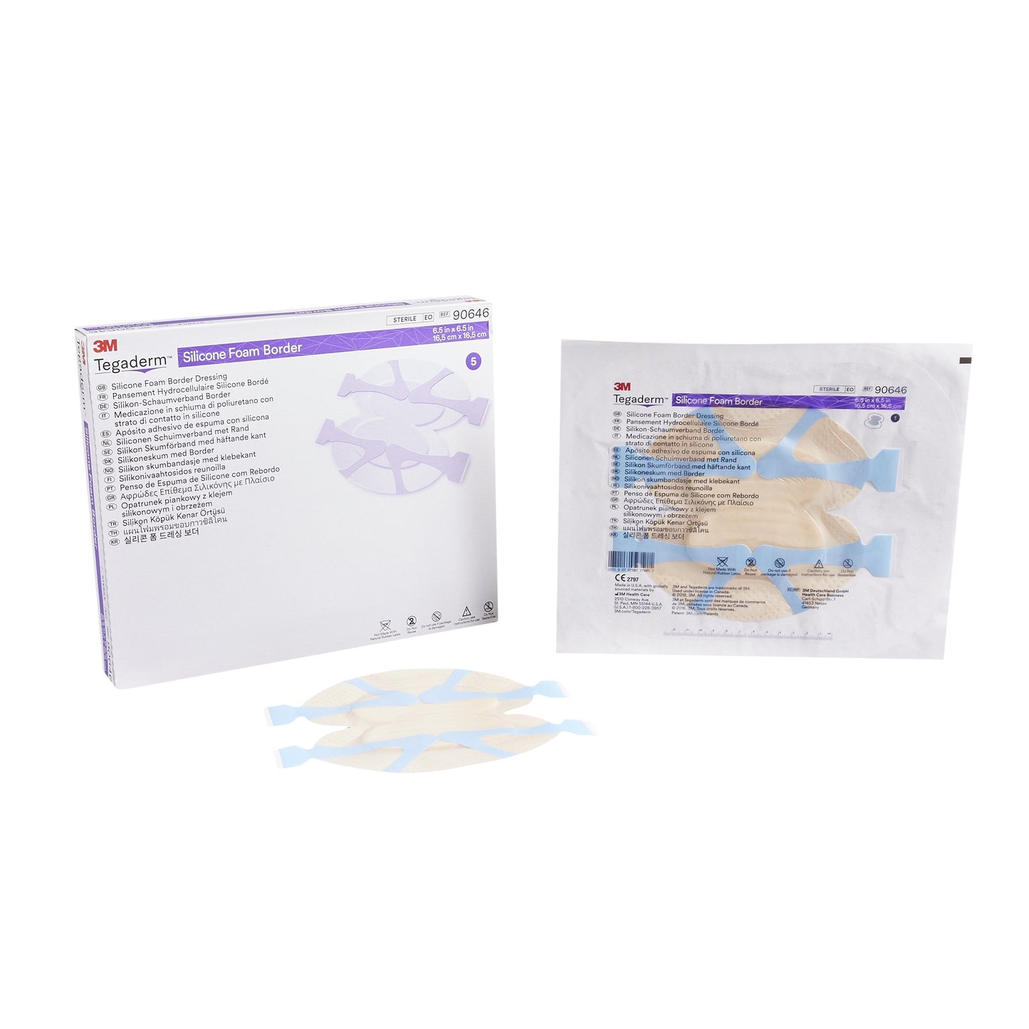 3M™ Tegaderm™ Foam Dressing 6-1/2 X 6-1/2 Inch With Border Film Backing Silicone Adhesive Heel / Contour Sterile (1078887_BX)
