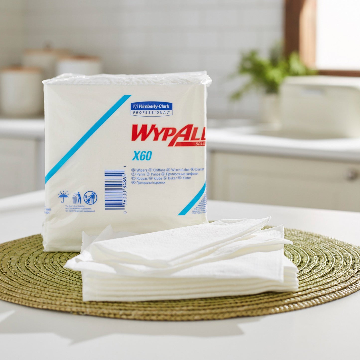 WypAll® X60 Task Wipe Light Duty 76 Count Poly Pack 12 X 12-1/2 Inch NonSterile Reusable (449763_CS)