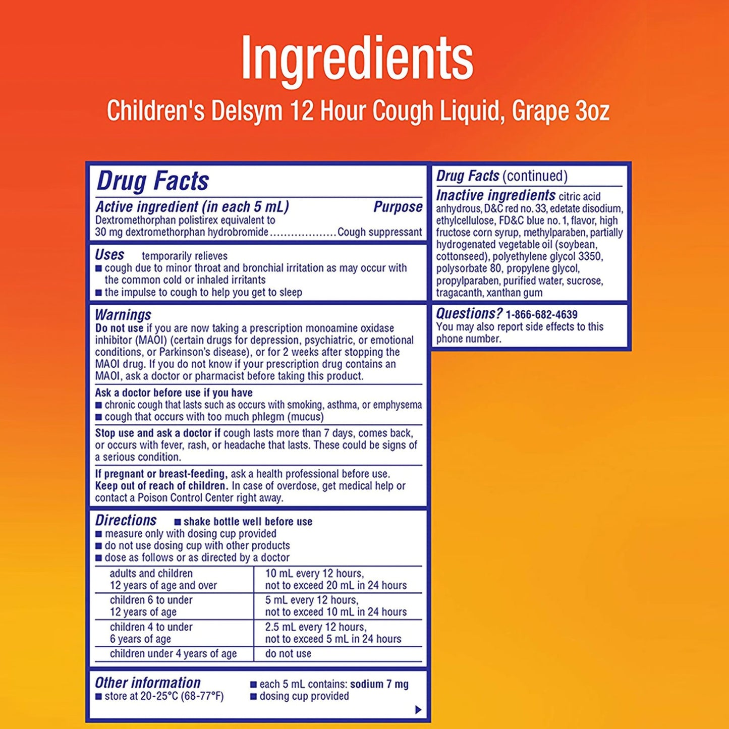 Delsym® Children's Cold and Cough Relief 30 mg / 5 mL Strength Liquid 3 oz. (734903_EA)
