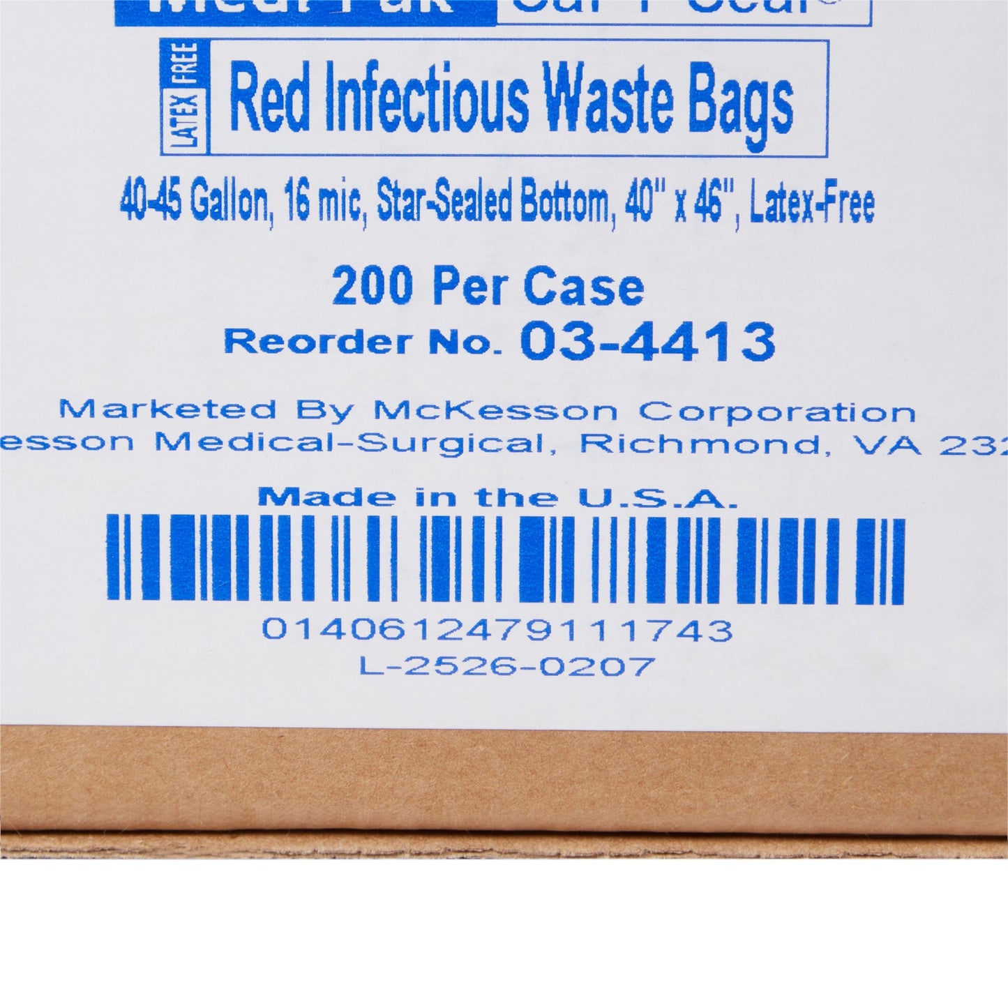 McKesson Biohazard Waste Bag Biohazard Symbol / Infectious Waste 40 to 45 gal. Red 40 X 46 Inch (192886_CS)