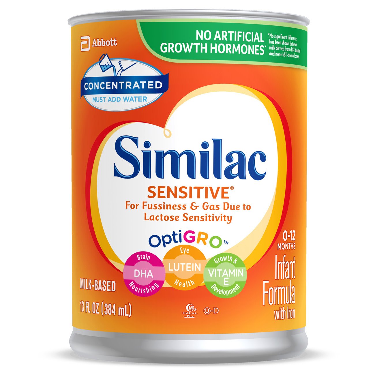 Similac Sensitive® Infant Formula Unflavored 13 oz. Can Liquid Iron Lactose Sensitivity (1079230_CS)