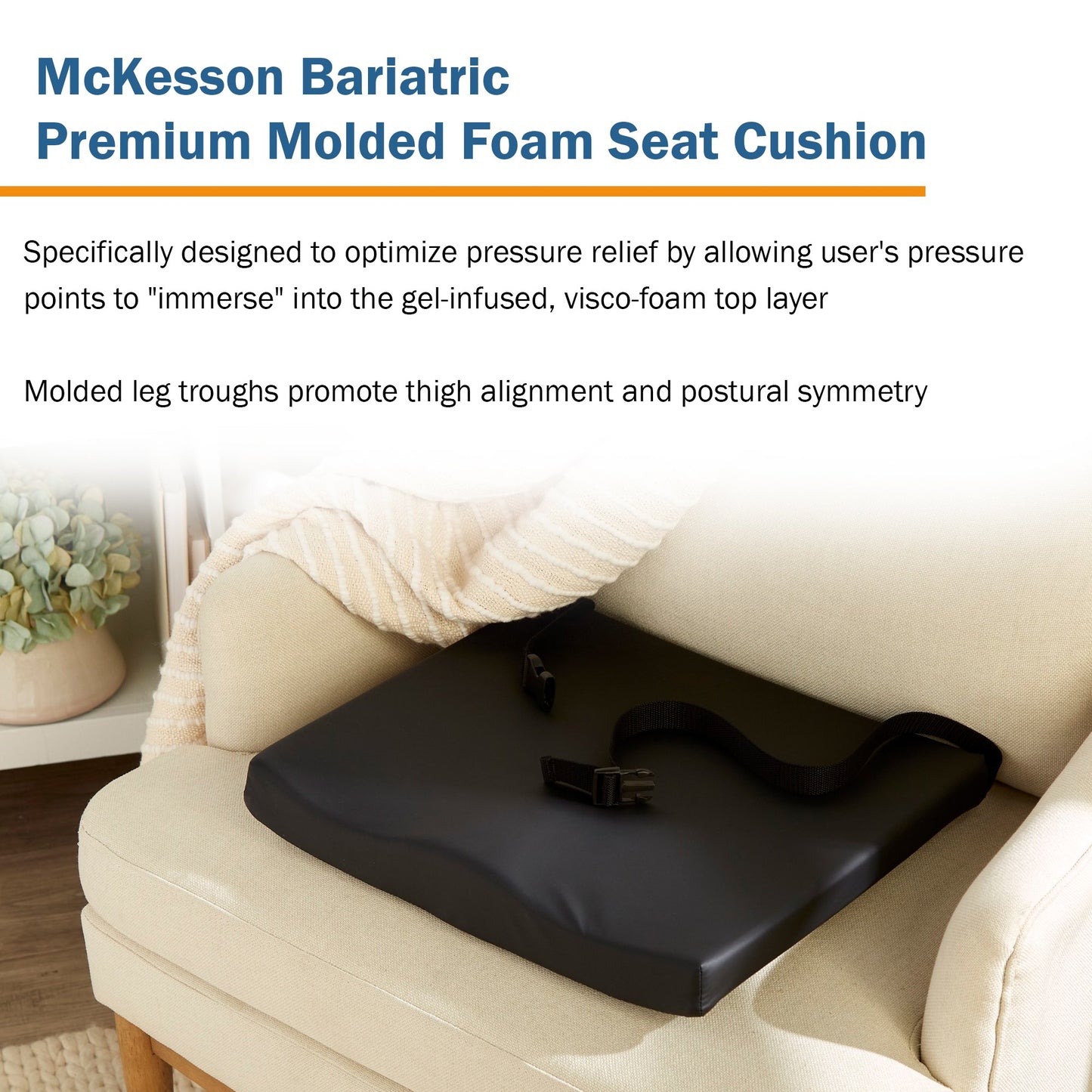 McKesson Contoured Seat Cushion 24 W X 18 L X 3 D Inch Molded Foam (1065587_EA)