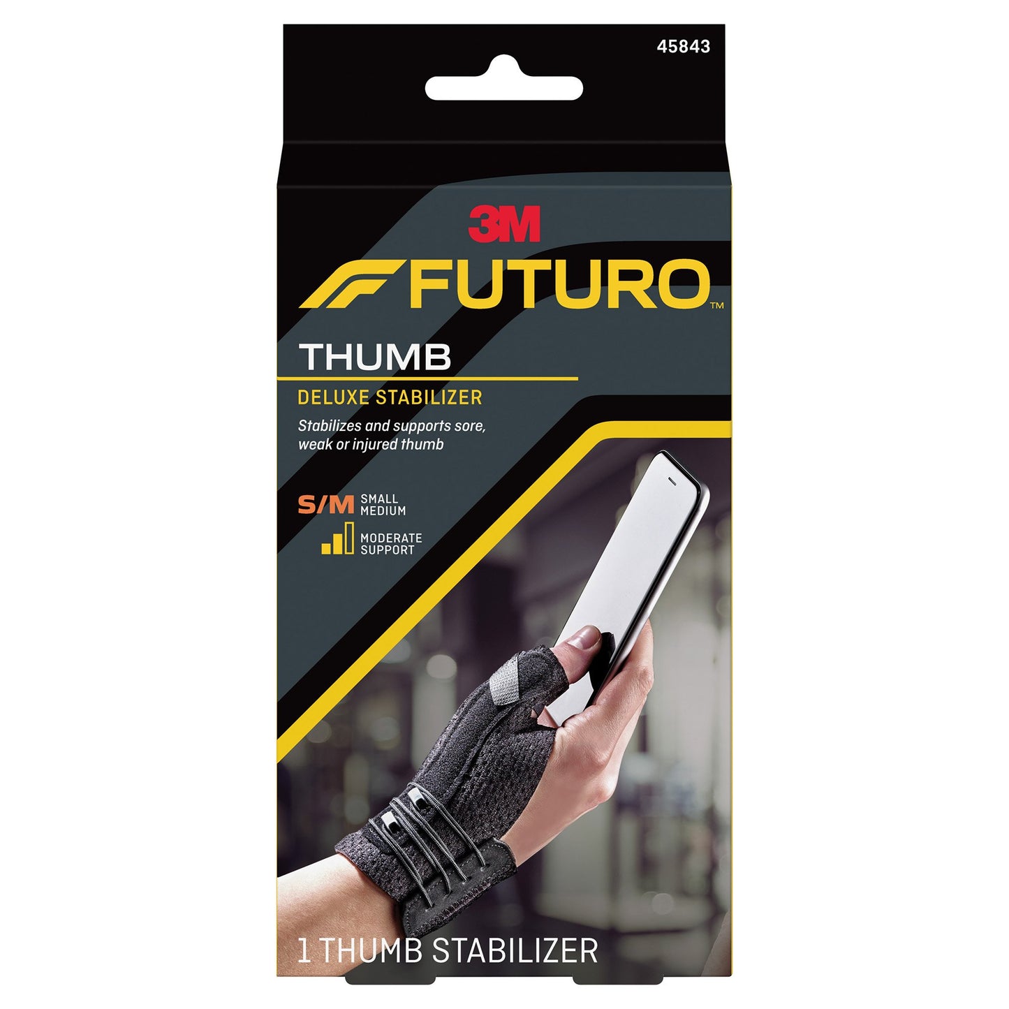 3M™ Futuro™ Deluxe Thumb Stabilizer Adult Small / Medium Lacing System Left or Right Hand Black (1124574_EA)