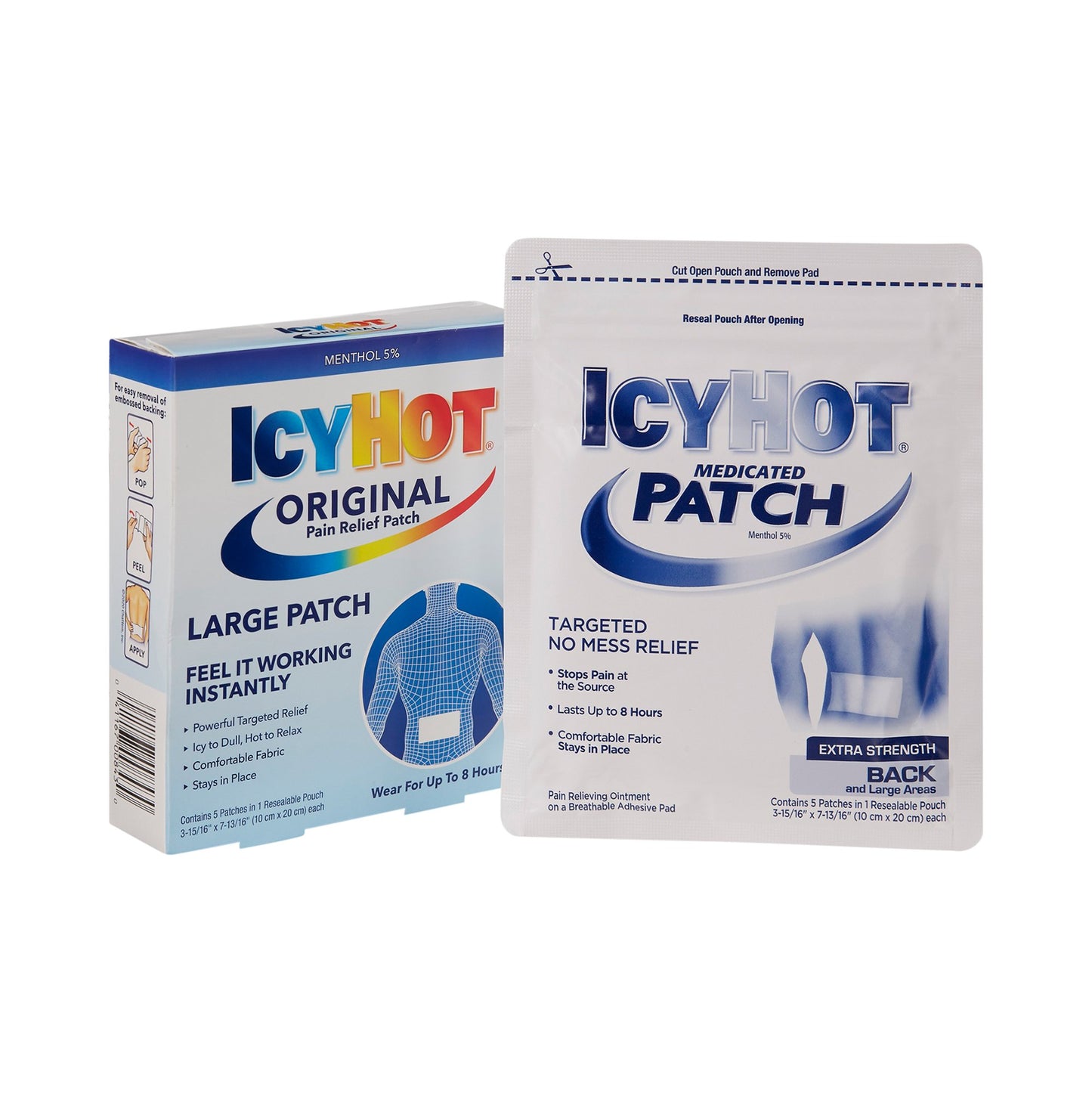 Icy Hot® Topical Pain Relief 5% Strength Menthol Patch 5 per Box (489911_PK)