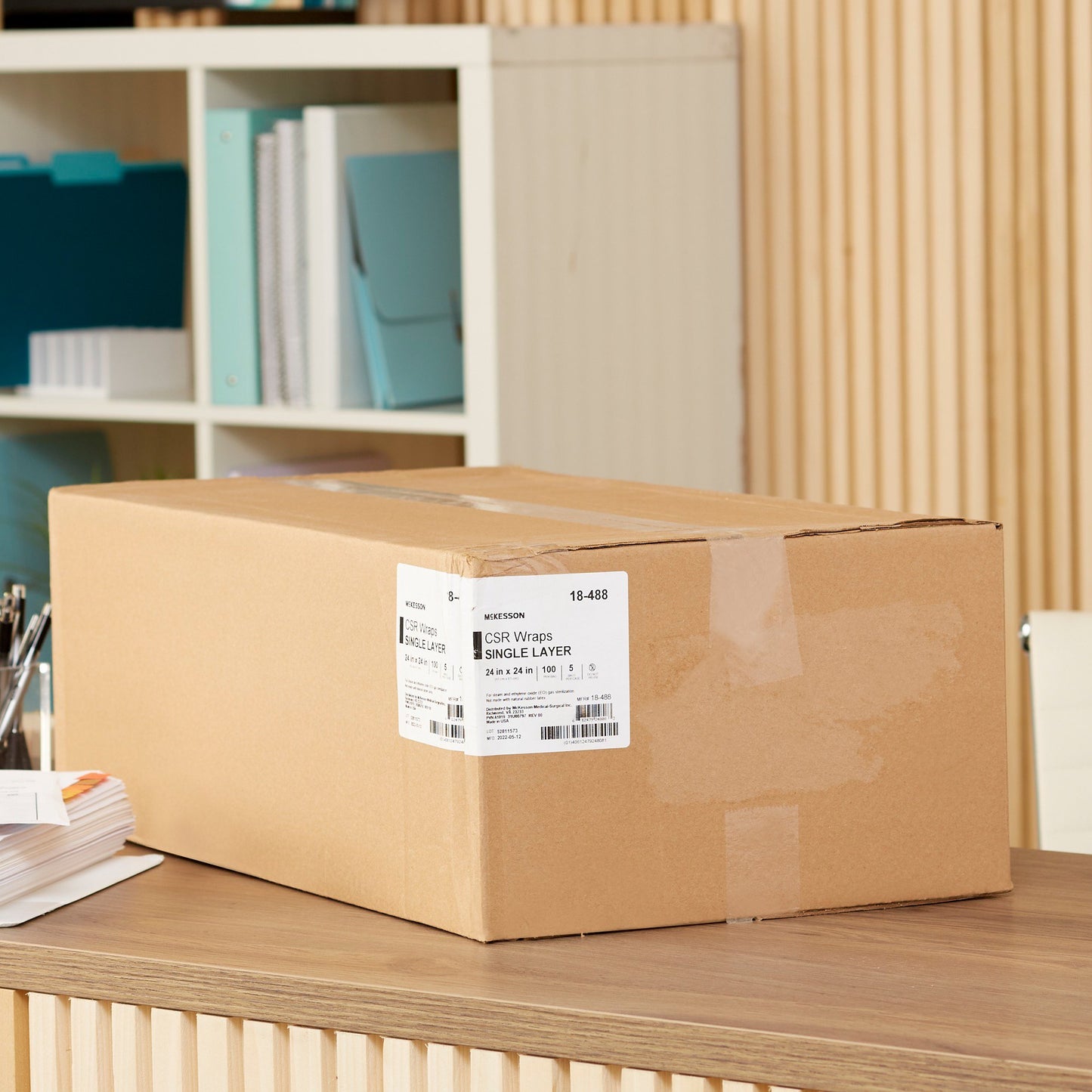 McKesson Sterilization Wrap Blue 24 X 24 Inch Single Layer Cellulose Steam / EO Gas (1156127_BX)