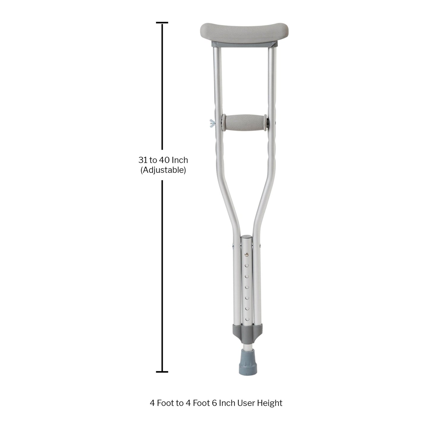 McKesson Underarm Crutches Pediatric 4 Foot to 4 Foot 6 Inch User Height Aluminum Frame 175 lbs. Weight Capacity (1076178_PR)
