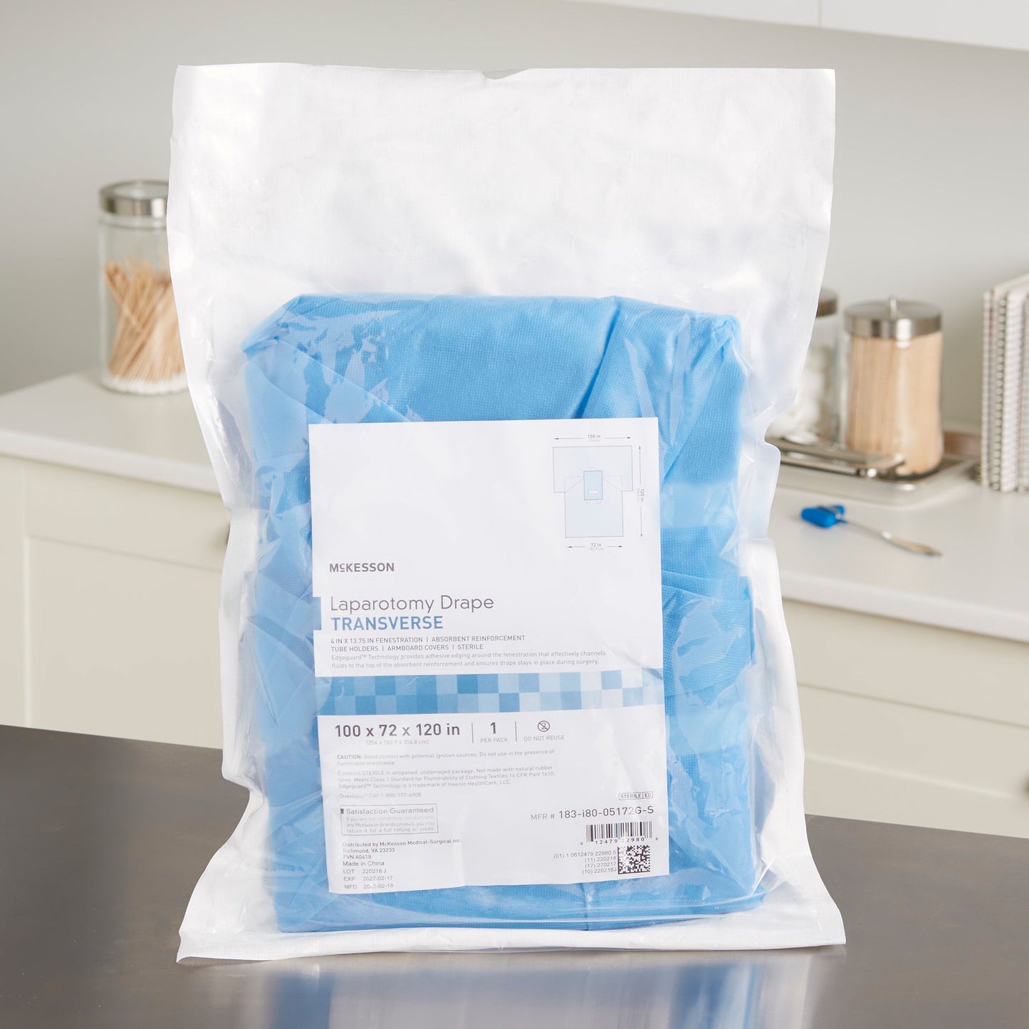 McKesson Abdominal Drape Transverse Laparotomy Drape 100 W X 72 W X 120 L Inch Sterile (1101292_CS)