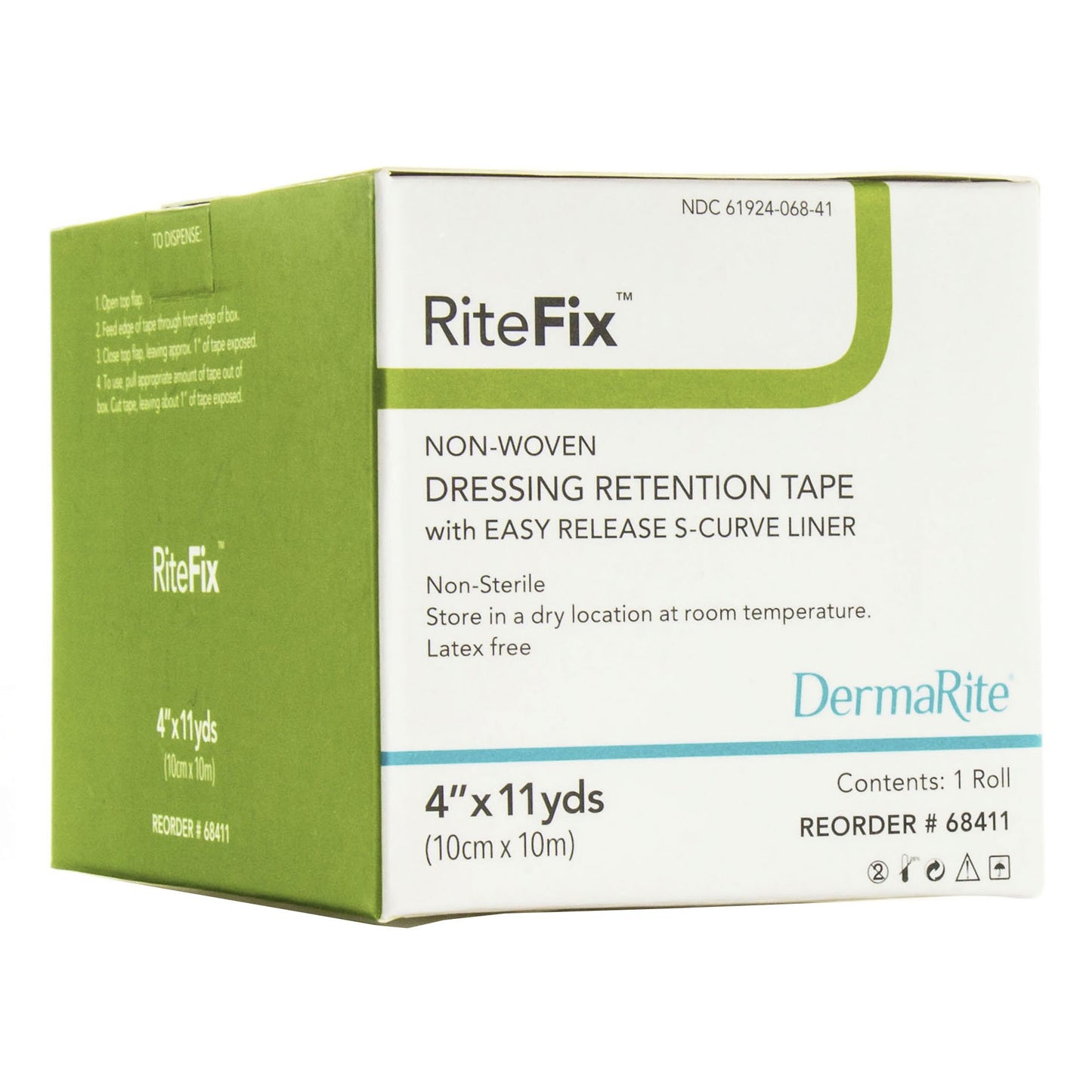 RiteFix™ Water Resistant Dressing Retention Tape with Liner White 4 Inch X 11 Yard Nonwoven NonSterile (939645_BX)