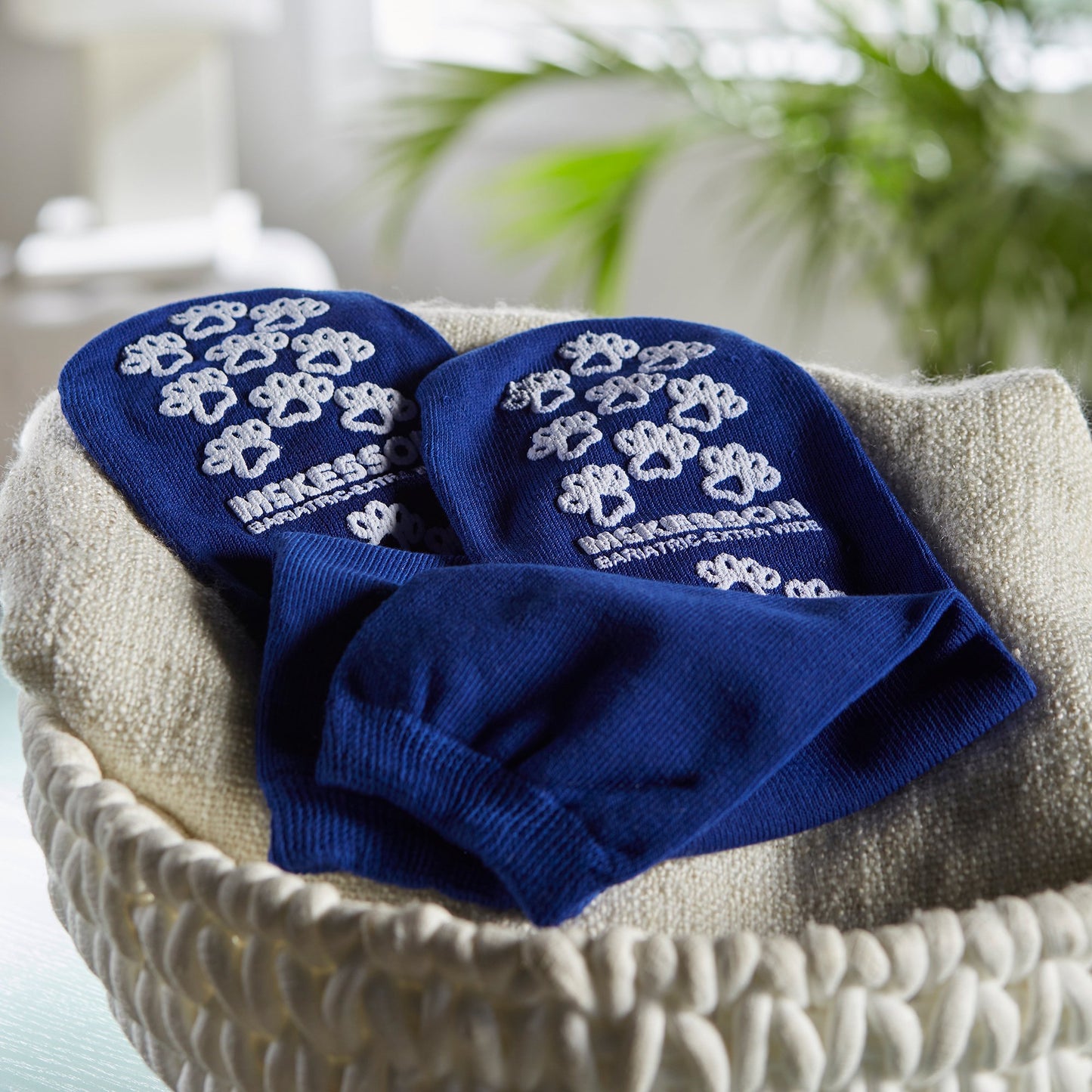 McKesson Terries™ Slipper Socks Unisex Adult Bariatric / X-Wide Double Tread Single Patient Use Royal Blue (558997_PR)