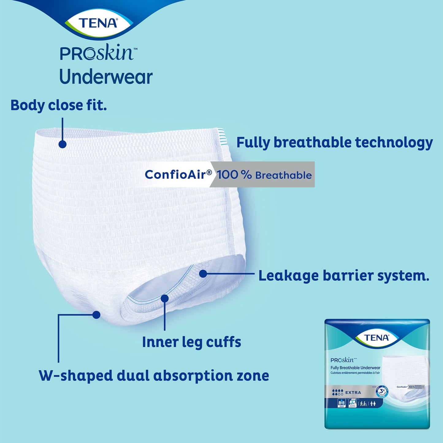 TENA® ProSkin™ Extra Unisex Adult Absorbent Underwear Pull On with Tear Away Seams Large Disposable Moderate Absorbency (978893_BG)
